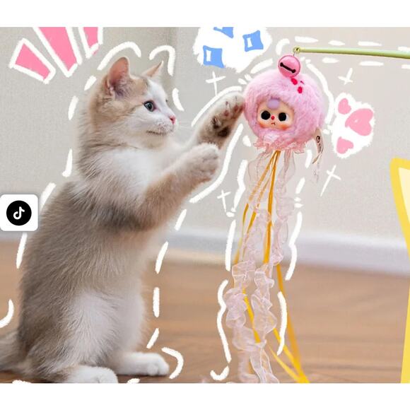Baby Three Cat Teasing Stick Plush Series CONFIRMED NOT BLIND - Picture 4 of 9